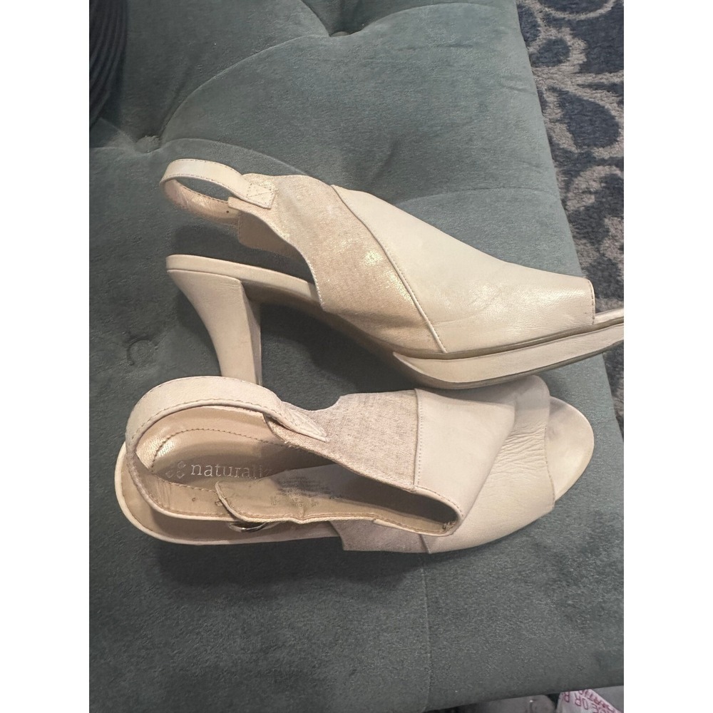 Naturalizer Slingback Heels Peep Toe Comfort Dress Shoes Beige Size 8.5